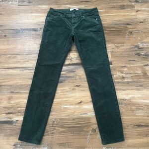 CAbi Dark Forest Green Skinny Corduroy Retro Women's Pant Trouser Slack Jean